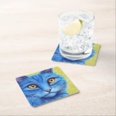 Big Blue Cat. Rechteckiger Pappuntersetzer (Vor Ort)