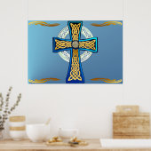 Big Blue Celtic Cross Poster (Küche)