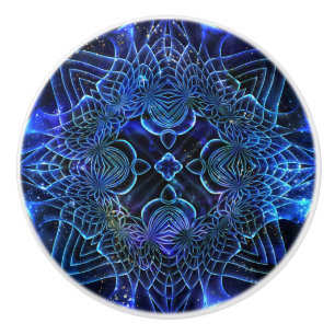 Big Blue Electric Galactic Geometry Keramikknauf