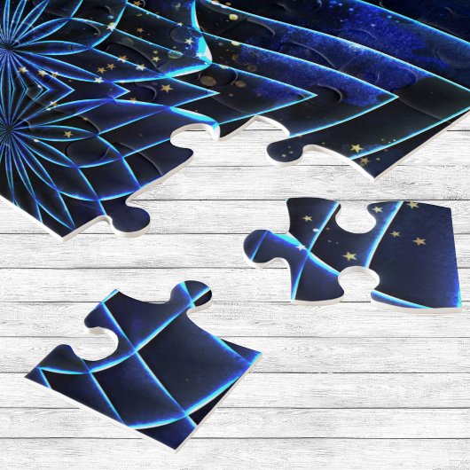 Big Blue Electric Galactic Geometry Poster Puzzle