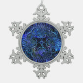 Big Blue Electric Galactic Geometry Schneeflocken Zinn-Ornament (Vorderseite)