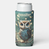 Big Blue Eye Owl Personalisieren Name Tal Selters Dosenkühler (Seltzer Vorderseite)