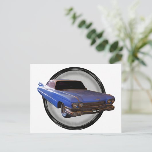 Big Blue Fin 1959 Cadillac Postkarte (Stehend Vorderseite)