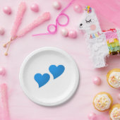 Big Blue Hearts Muster White Baby Dusche Party Pappteller (Party)