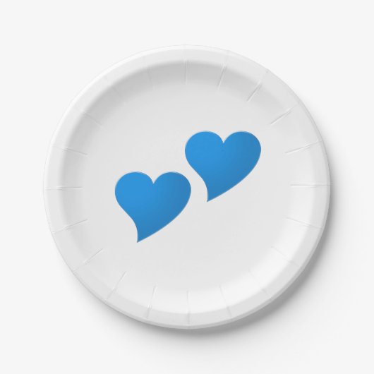 Big Blue Hearts Muster White Baby Dusche Party Pappteller (Vorderseite)