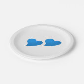 Big Blue Hearts Muster White Baby Dusche Party Pappteller (Schrägansicht)