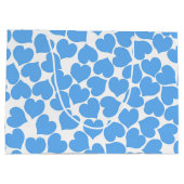 Big Blue Hearts on White Große Geschenktüte (Rückseite)