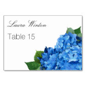 Big Blue Hydrangea Custom Escort Cards Tischnummer (Vorderseite)