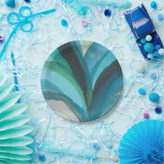 Big Blue Leaf I Pappteller (Party)