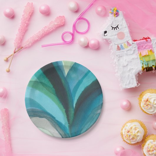 Big Blue Leaf I Pappteller (Party)