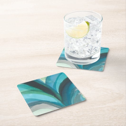 Big Blue Leaf I Rechteckiger Pappuntersetzer (Vor Ort)