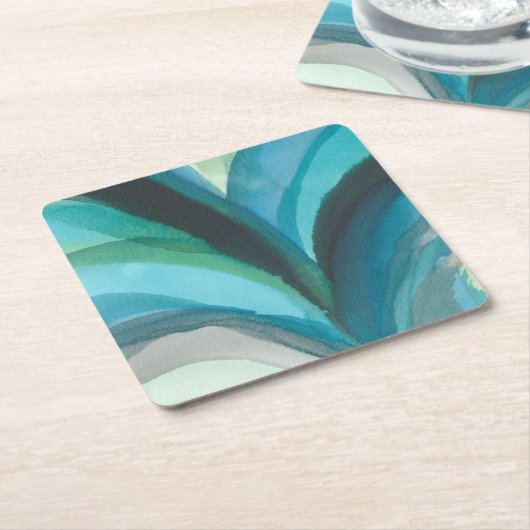 Big Blue Leaf I Rechteckiger Pappuntersetzer (angewinkelt)