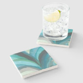 Big Blue Leaf I Steinuntersetzer (Seitenansicht)