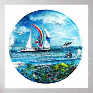 Big Blue Ocean Bubble Nature Playground Poster