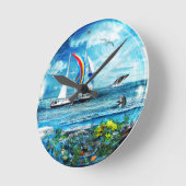 Big Blue Ocean Bubble Nature Playground Runde Wanduhr (Winkel)