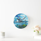 Big Blue Ocean Bubble Nature Playground Runde Wanduhr (Zuhause)