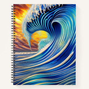 Big Blue Ocean Wave über Sunset Sky Notizblock
