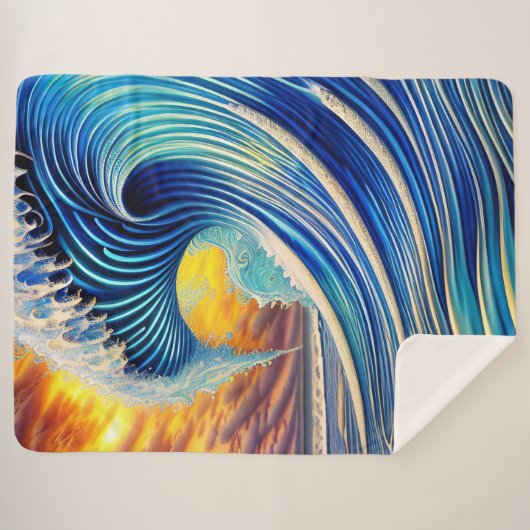 Big Blue Ocean Wave über Sunset Sky Sherpadecke (Vorderseite (Horizontal))