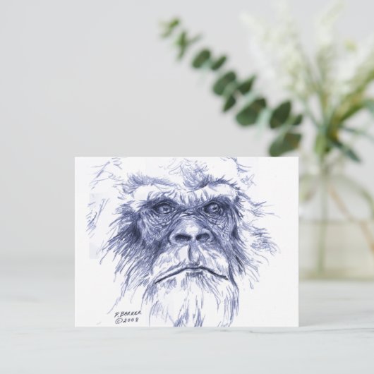 Big Blue Sasquatch Postkarte (Stehend Vorderseite)