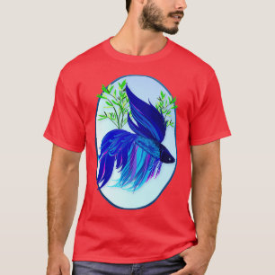 Big Blue Siamese Fighting Fish Oval T-Shirt