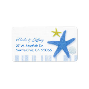 Big Blue Starfish Beach Hochzeitsadresse Adressaufkleber