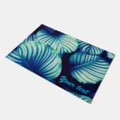 Big Blue Tropical Blätter Fußmatte (Schrägansicht)