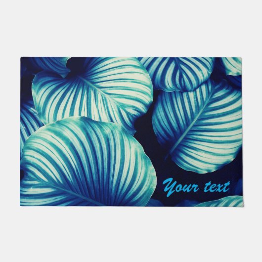 Big Blue Tropical Blätter Fußmatte (Vorderseite)