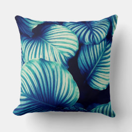 Big Blue Tropical Blätter Kissen
