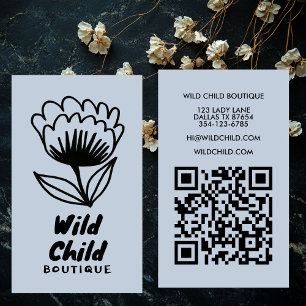 BIG BOLD BLOOM Rustikaler Minimal-QR-Code Visitenkarte