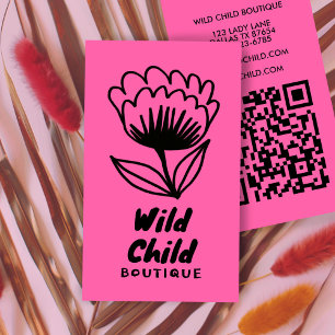 BIG BOLD BLOOM Rustikaler Minimal-QR-Code Visitenkarte