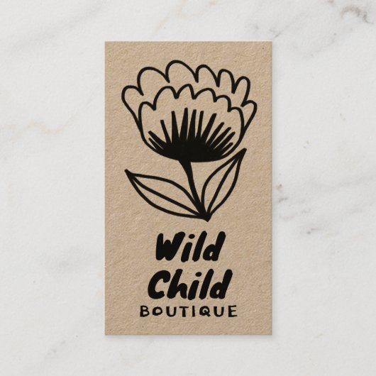 BIG BOLD BLOOM Rustikaler Minimal-QR-Code Visitenkarte (Vorderseite)