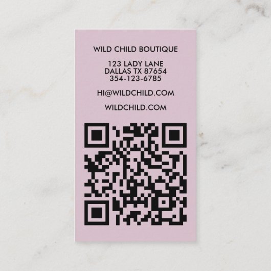 BIG BOLD BLOOM Rustikaler Minimal-QR-Code Visitenkarte (Rückseite)