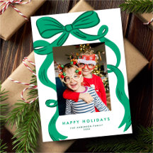 Big Bold Bright Green Bow Christmas Photo