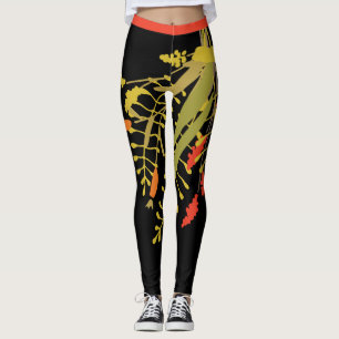 Big Bold Bright Green Red Botanic Leggings