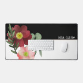 BIG BOLD BURGUNDY-BLUME mit NAME Schreibtischunterlage (Tastatur & Maus)