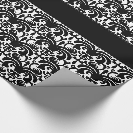 Big Bold Damask (schwarz) Geschenkpapier (Ecke)