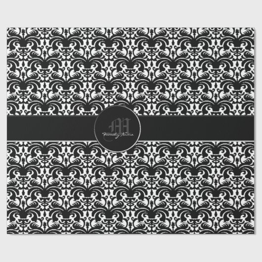 Big Bold Damask (schwarz) Geschenkpapier (Flach)