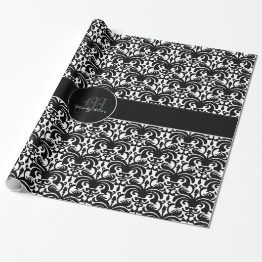 Big Bold Damask (schwarz) Geschenkpapier (Ungerollt)