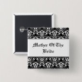 Big Bold Damask (Schwarz) (Hochzeit) Button (Vorne & Hinten)