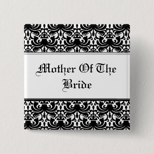 Big Bold Damask (Schwarz) (Hochzeit) Button (Vorderseite)