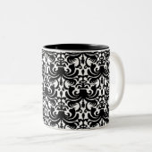 Big Bold Damask (schwarz) Zweifarbige Tasse (VorderseiteRechts)
