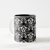 Big Bold Damask (schwarz) Zweifarbige Tasse (Vorderseite Links)
