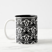 Big Bold Damask (schwarz) Zweifarbige Tasse (Links)