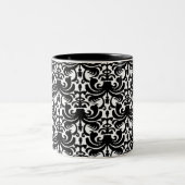 Big Bold Damask (schwarz) Zweifarbige Tasse (Mittel)