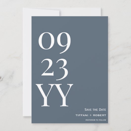 Big Bold Date Dusty Blue Save The Date (Vorderseite)