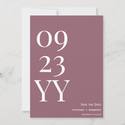 Big Bold Date Dusty Pink Save The Date (Vorderseite)