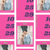 Big & Bold Date Hot Pink Retro Foto Hochzeit Save The Date