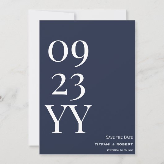 Big Bold Date Navy Blue Save The Date (Vorderseite)
