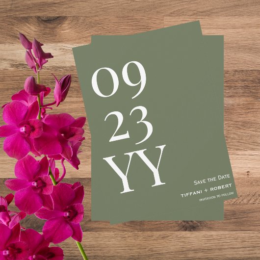 Big Bold Date Sage Green Save The Date