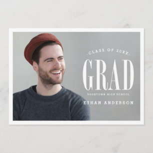 Big Bold Grad Foto-Graduierungspartei für Weißte Einladung